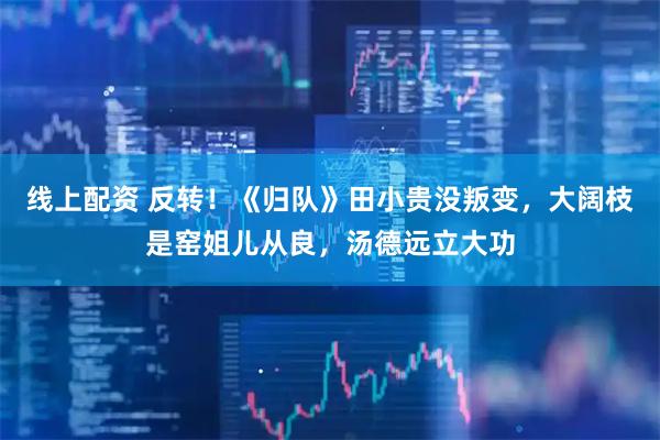 线上配资 反转！《归队》田小贵没叛变，大阔枝是窑姐儿从良，汤德远立大功